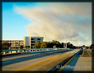 Brush Fire Darkens Beach Skies!