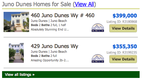 Juno Dunes Townhomes listings
