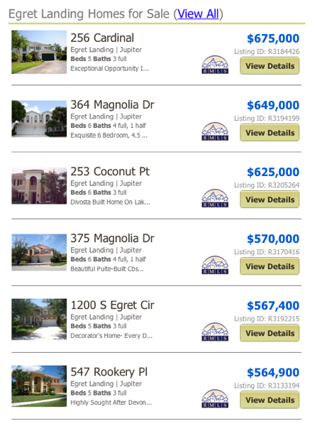 Egret Landing Homes for Sale View All MLS Listings