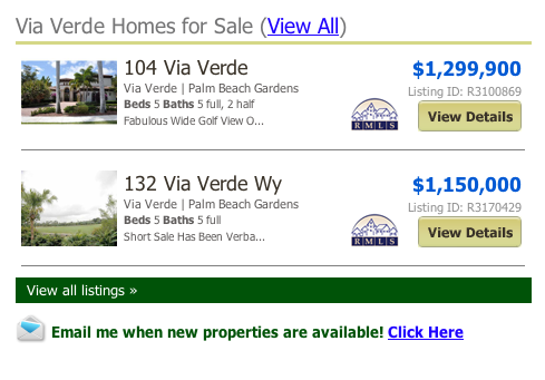 FL MLS Via Verde Homes for Sale (View All) Palm Beach Gardens