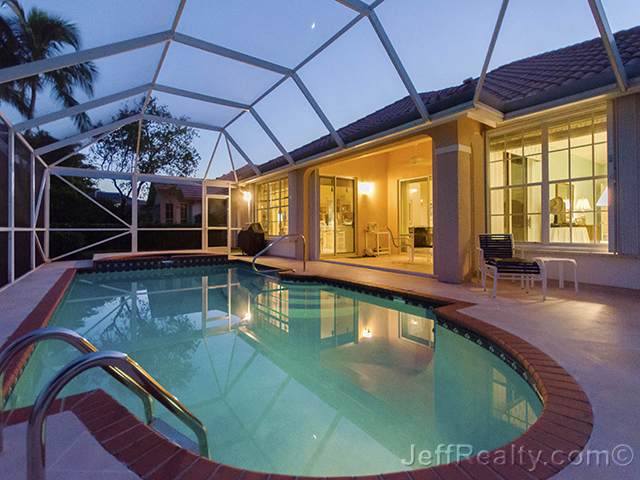 234 Eagleton Estates Boulevard - Screened Swimming Pool at Dusk