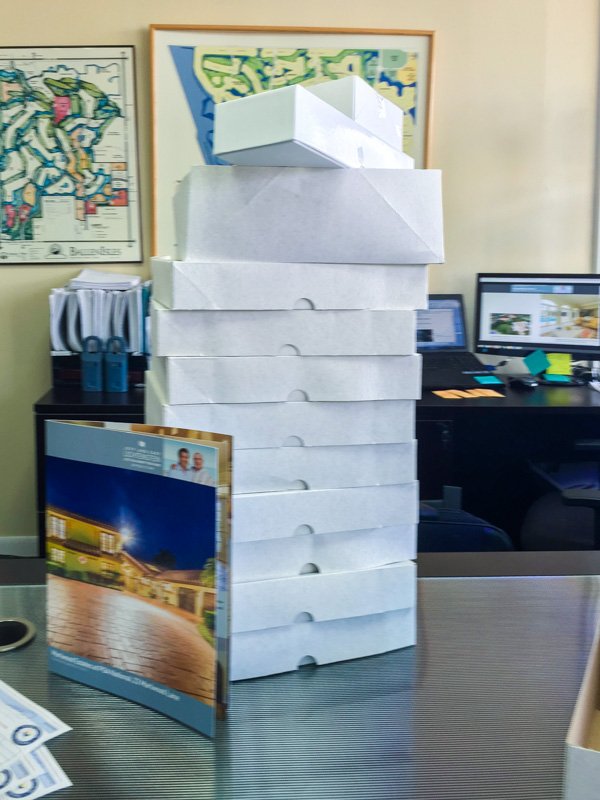 Pictured: Stack of brochures that arrived within one week of all photos being taken.