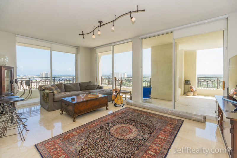 550 Okeechobee Boulevard #1424 - Living Room & View - CityPlace South Tower - West Palm Beach