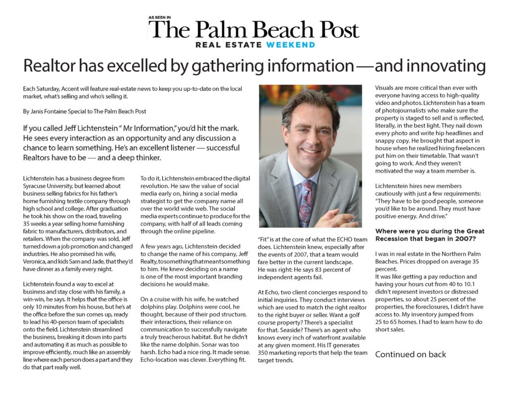 Realtor has excelled by gathering information and innovating
